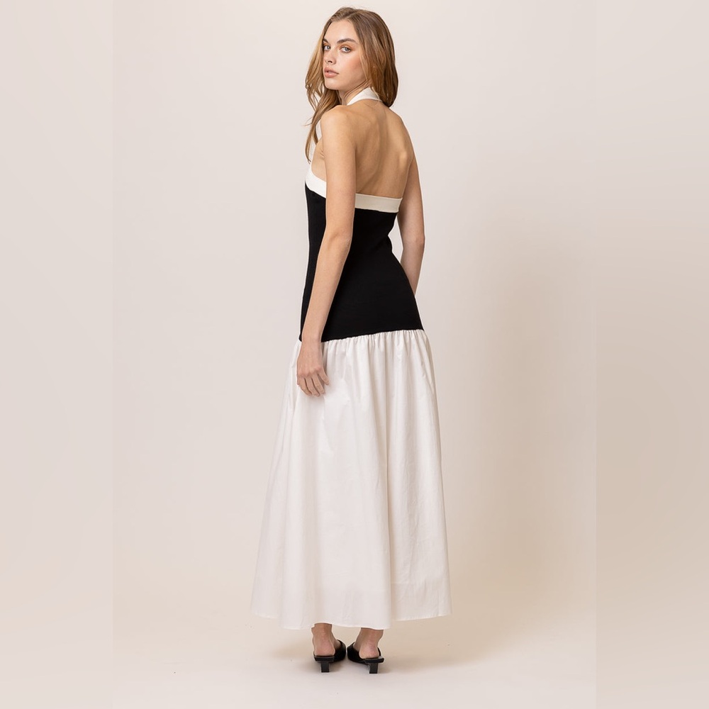 Line & Dot KOHL MIX-MEDIA MAXI DRESS white & Black Size S NWT - Picture 4 of 8